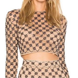 Beaded long sleeve crop